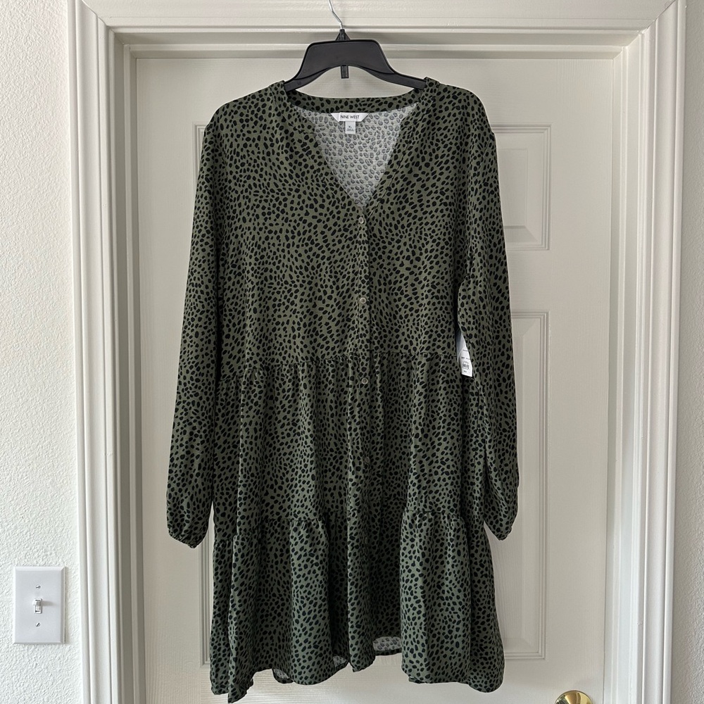 Nine West Green Leopard Print Dress